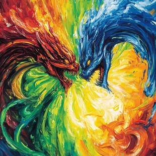 色彩艳丽龙风图