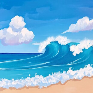 波涛海浪插画