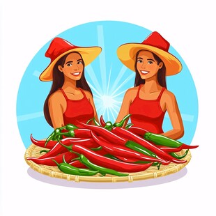 辣椒插画场景图