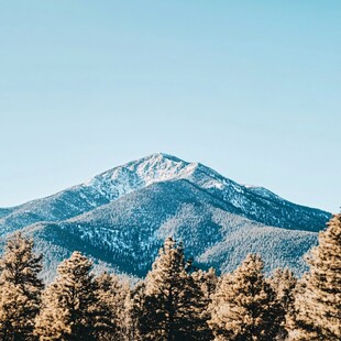 冬季远山森林积雪