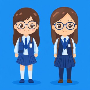 高中生卡通女孩形象