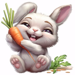 啃胡萝卜的兔子