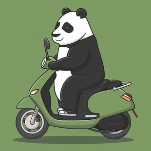 卡通熊猫送外卖形象