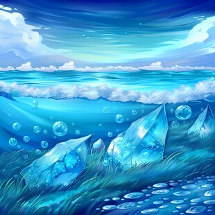 环境海水插画