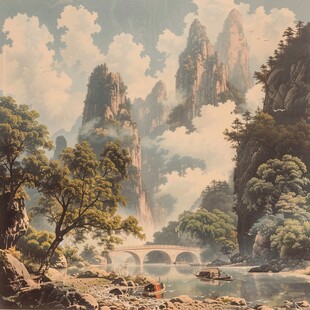 画巨幅山水风景