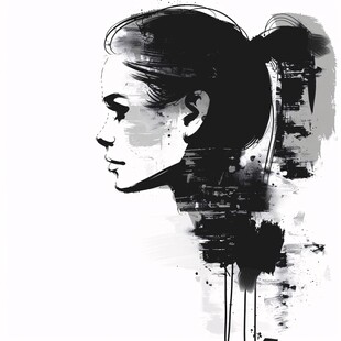 手绘女性侧脸