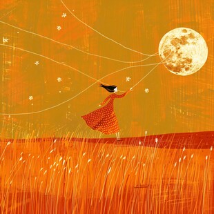 月光插画月光下