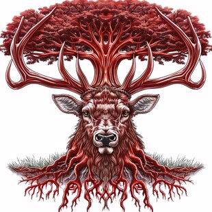 梅花鹿神鹿参天大树