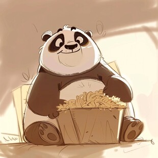 大熊猫美食插画