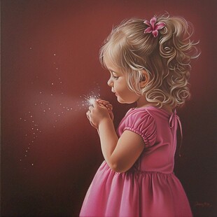 许愿少女绘画