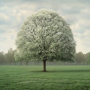 蓝天白云绿茵茵大树