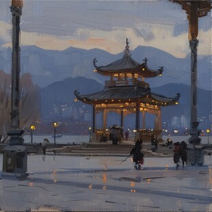 插画爱晚亭