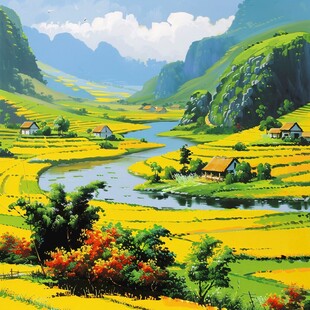 高清宽幅田园山水