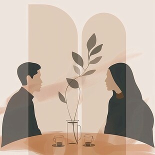 两个对话的人插画