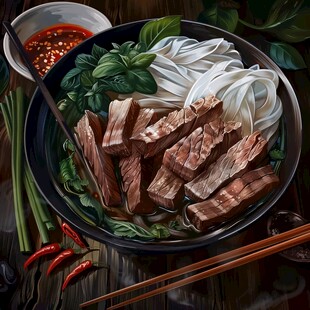 牛肉河粉插画