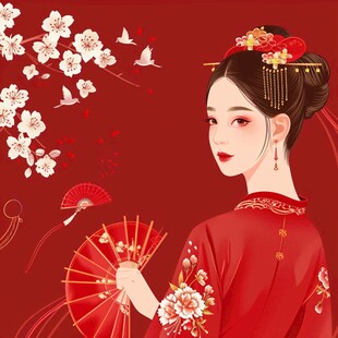 中式新娘插画