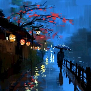 雨巷插画