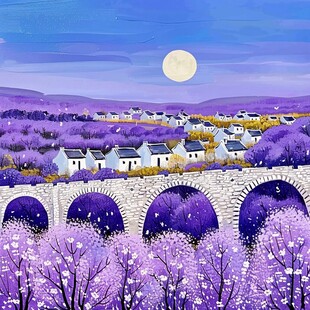 虎溪夜月景点插画