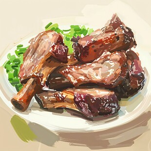 腐乳排骨食物插画