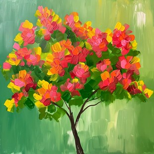 唯美扁平肌理树