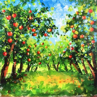 手绘苹果园