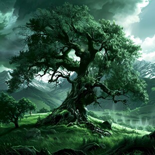 仙境古树插画