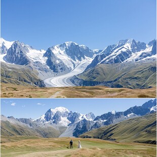 夏日里的博格达峰雪山