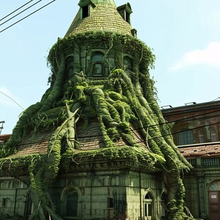长满青藤的建筑