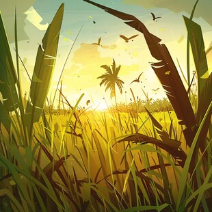 甘蔗林插画
