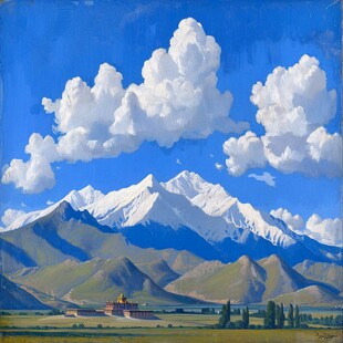 青藏高原油画设计