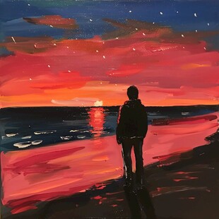 孤独背影插画