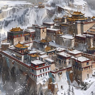布达拉宫插画