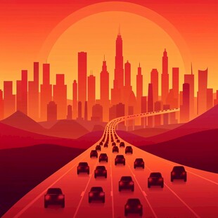 洛杉矶插画宣传背景