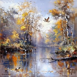 秋天美景秋天森林画