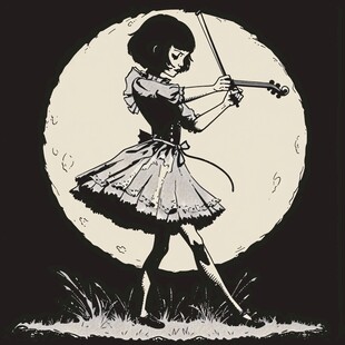 卡通女孩拉小提琴