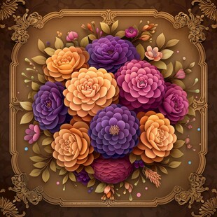 3d立体花卉牡丹