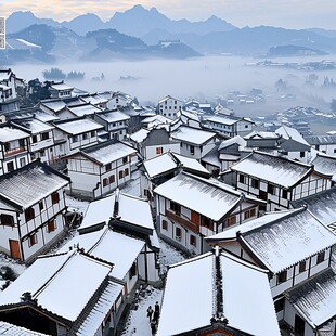 古镇雪霁