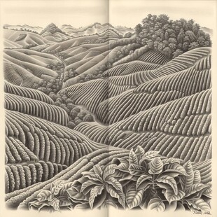 包装插画手绘茶山