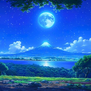 皓月雄风景观插画