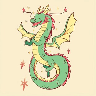 龙年扁平风插画