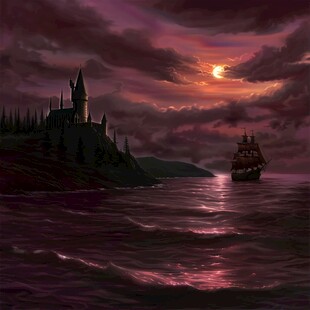 粉色超现实主义奇幻景观漂浮城堡