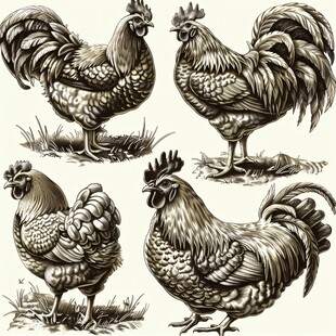 手绘家禽素材