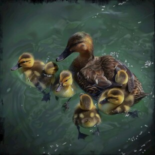 油画小鸭