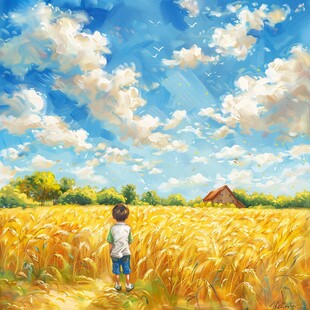 小麦田插画