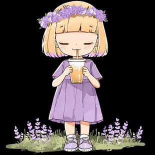 二次元女孩喝奶茶