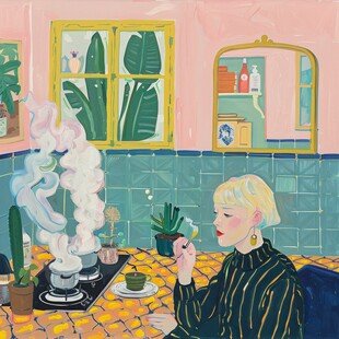 客厅的插画女孩