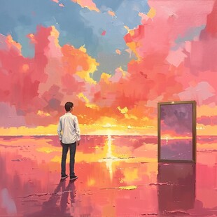 看日出插画