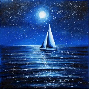 海洋大海月光帆船