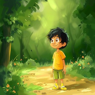 节气夏日里的小男孩