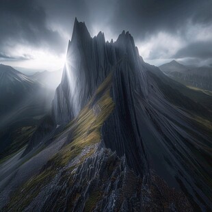 壮美大山日出全景